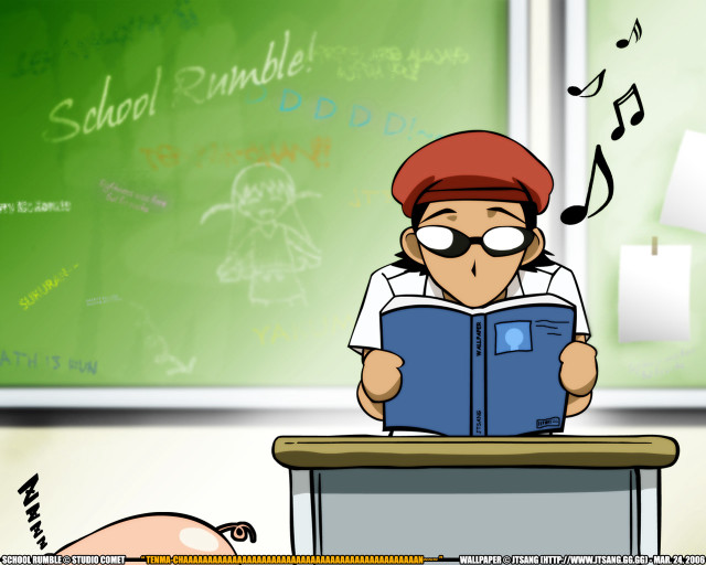 Cartoon boy reading book chalkboard free wallpaper for desktop - medium preview image