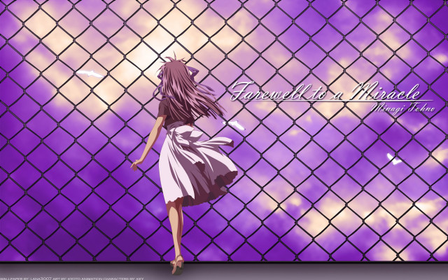 Girl short dress purple fence free wallpaper for desktop - medium preview image