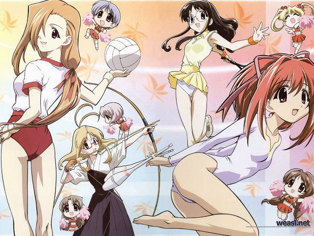 Anime girls tennis flower poses free wallpaper for desktop - medium preview image