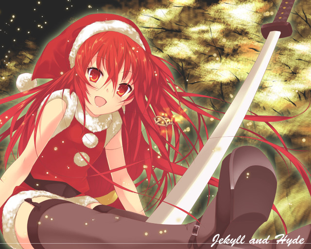 Girl red hair santa sword free wallpaper for desktop - medium preview image