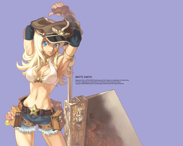 Cartoon sword hat blonde blue free wallpaper for desktop - medium preview image