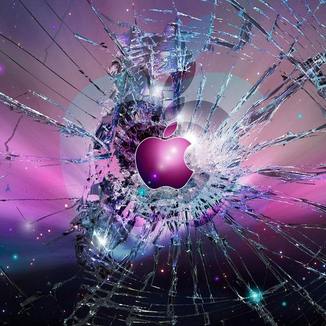 Broken glass apple purple stars free wallpaper for tablet - medium preview image