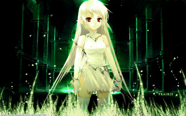 Anime girl white dress elf free wallpaper for desktop - medium preview image