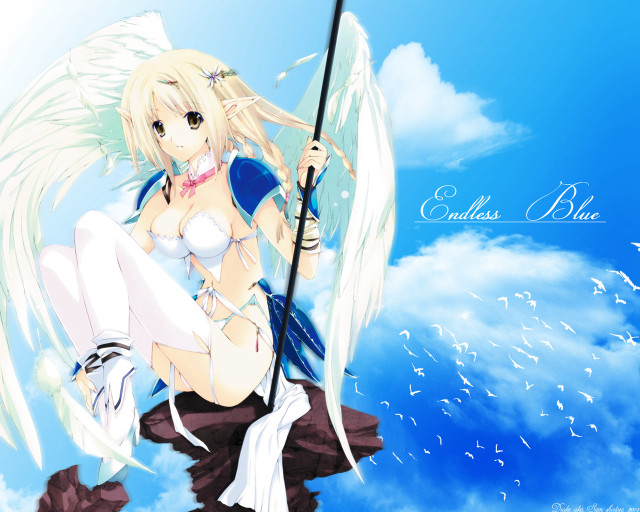 Angel girl fishing white wings free wallpaper for desktop - medium preview image