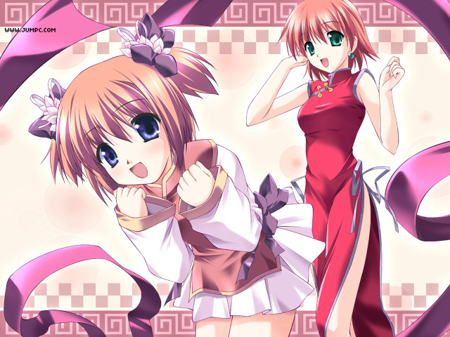 Anime girls dresses bows ribbons free wallpaper for desktop - medium preview image