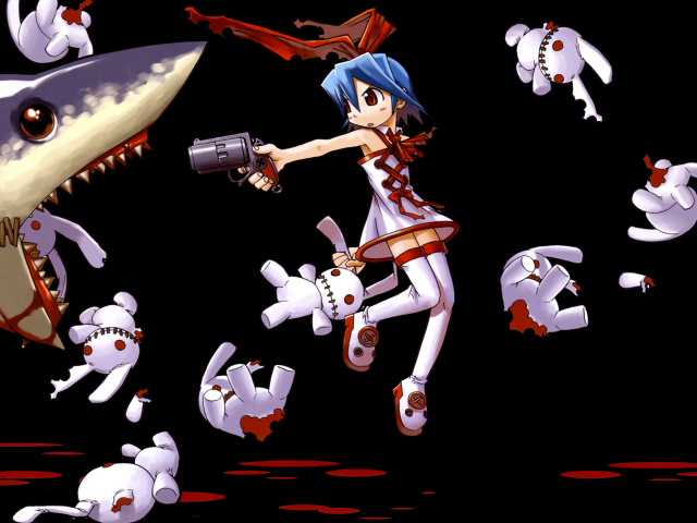 Girl shark gun animal ears free wallpaper for desktop - medium preview image