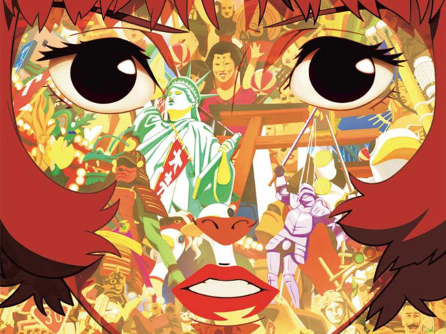 Big eyed woman crowd poster free wallpaper for desktop - medium preview image