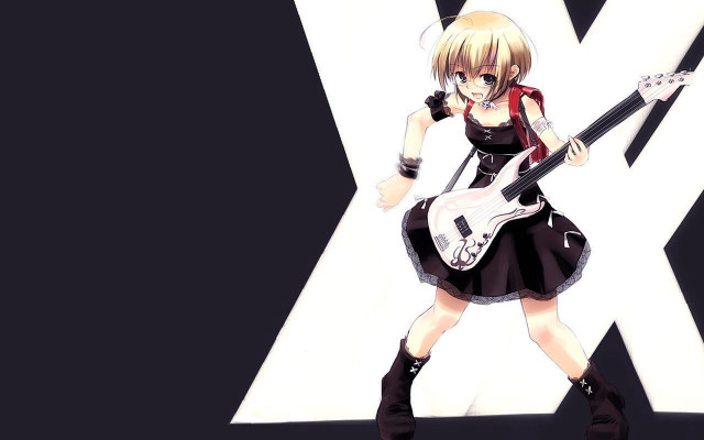 Girl guitar blackdress anime gothic free wallpaper for desktop - medium preview image