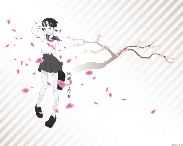 Woman anime flowers tree school free wallpaper for desktop - medium preview image