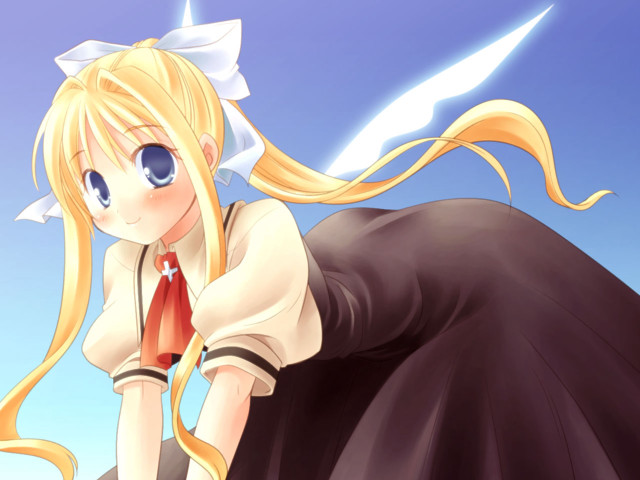 Anime girl blonde hair sword #3 free wallpaper for desktop - medium preview image