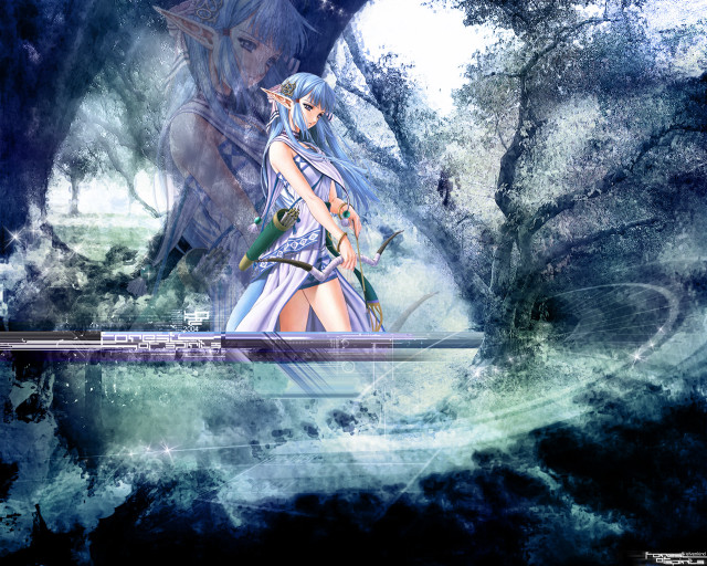 Woman bridge forest elf moon free wallpaper for desktop - medium preview image
