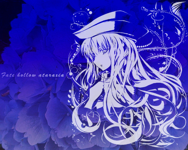 Girl hat longhair blueflowers anime free wallpaper for desktop - medium preview image