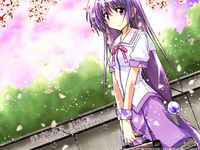 Purple hair girl tree pink free wallpaper for desktop - medium preview image