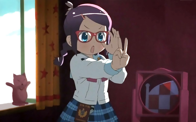 Girl schooluniform handgesture window rayonism free wallpaper for desktop - medium preview image