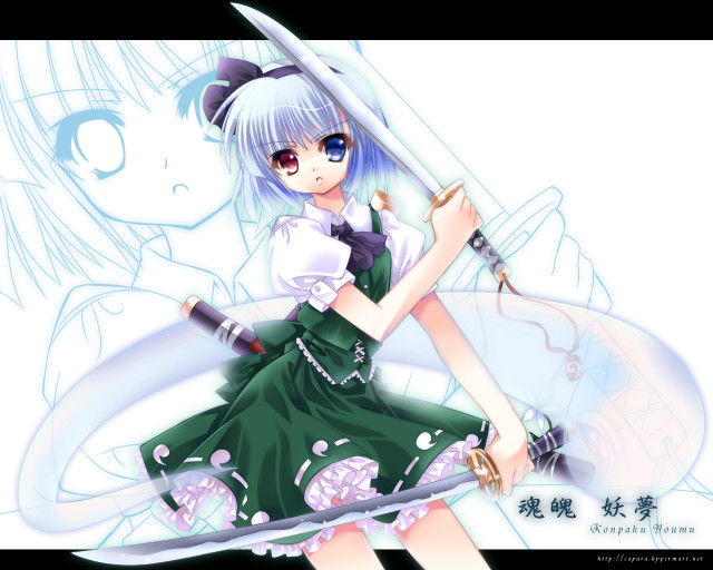 Anime girl sword dress ghost free wallpaper for desktop - medium preview image