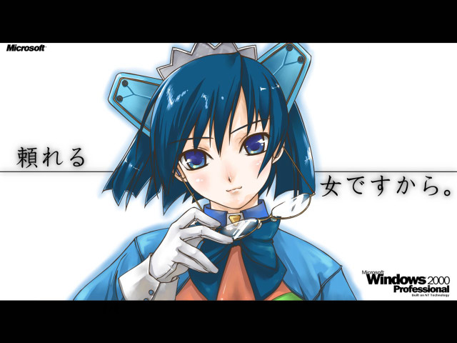 Blue haired anime girl spoon free wallpaper for desktop - medium preview image