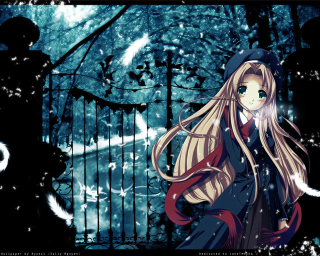 Girl gate snow hat anime free wallpaper for desktop - medium preview image
