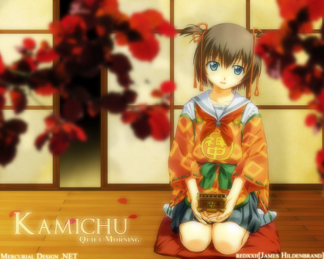 Anime girl kimono basket flower #2 free wallpaper for desktop - medium preview image