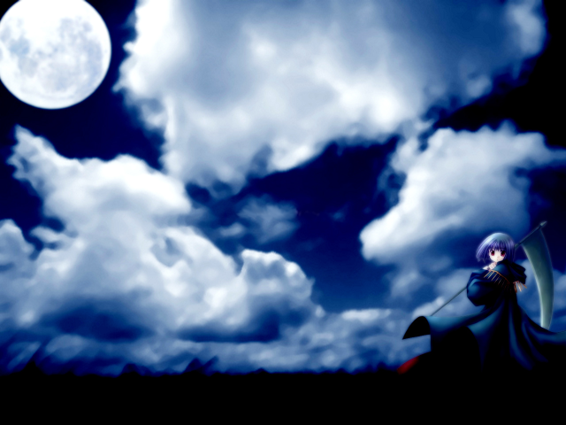 Woman fullmoon clouds mountain star free wallpaper for desktop - medium preview image