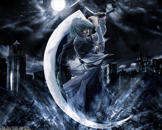Woman sword crescent city fullmoon free wallpaper for desktop - medium preview image