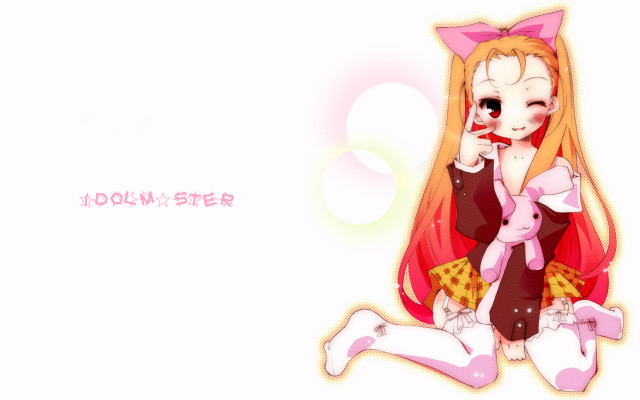 Cartoon girl longhair pinkdress sitting free wallpaper for desktop - medium preview image