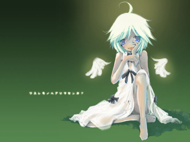 Angelic gothic anime woman green free wallpaper for desktop - medium preview image