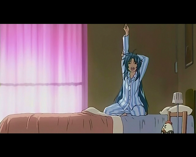 Woman blue robe sitting yawning free wallpaper for desktop - medium preview image