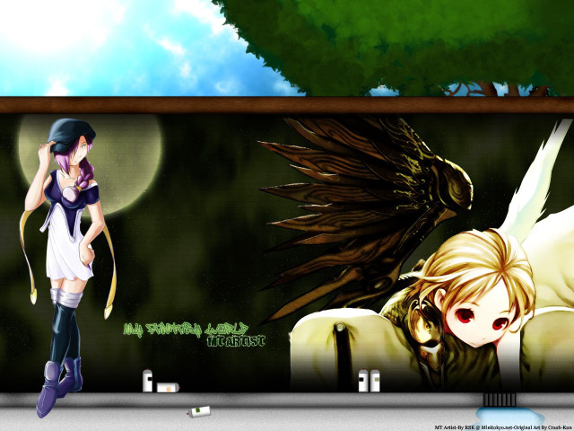 Girl bow demon angel wings free wallpaper for desktop - medium preview image