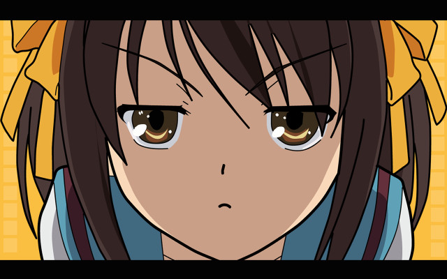 Anime girl brown eyes blue free wallpaper for desktop - medium preview image