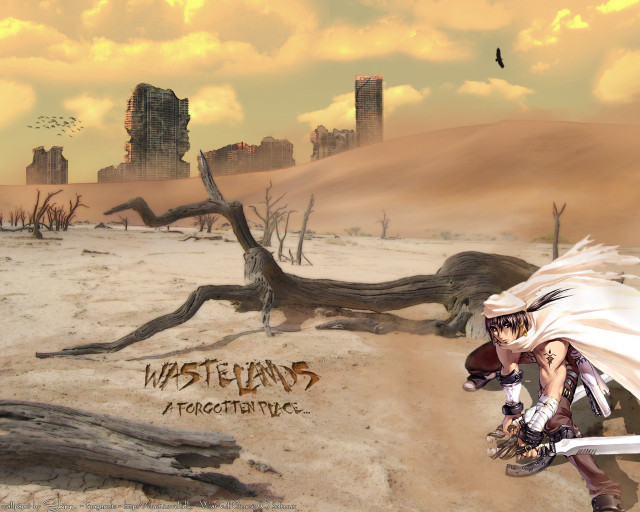 Desert man sword castle bird free wallpaper for desktop - medium preview image