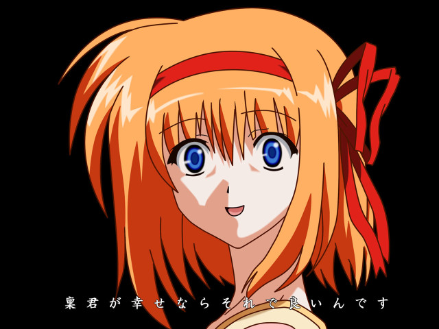 Anime girl blue eyes orange free wallpaper for desktop - medium preview image