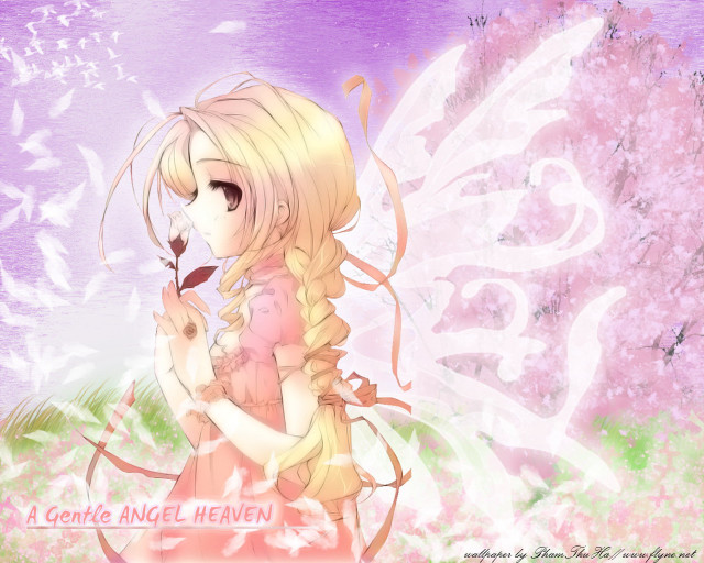 Fairy pink dress rabbit flower free wallpaper for desktop - medium preview image