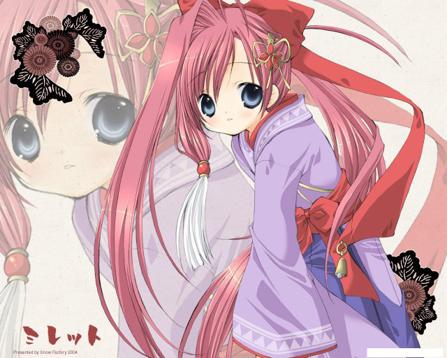 Pink hair girl anime kimono free wallpaper for desktop - medium preview image