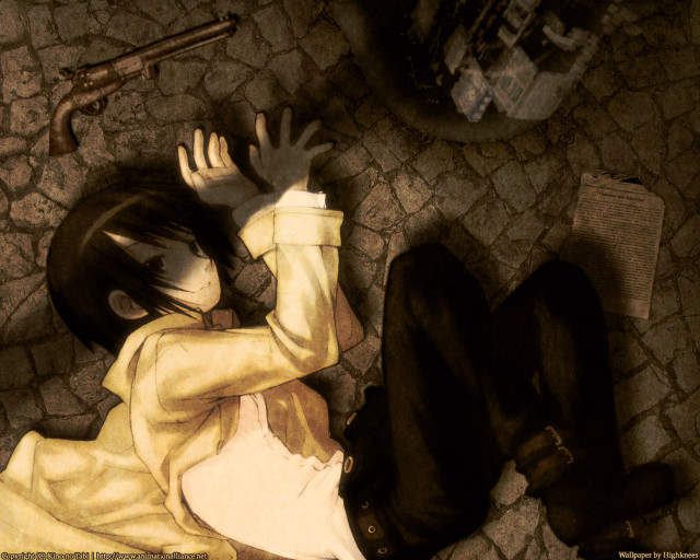 Gothic anime lying gun alcohol free wallpaper for desktop - medium preview image