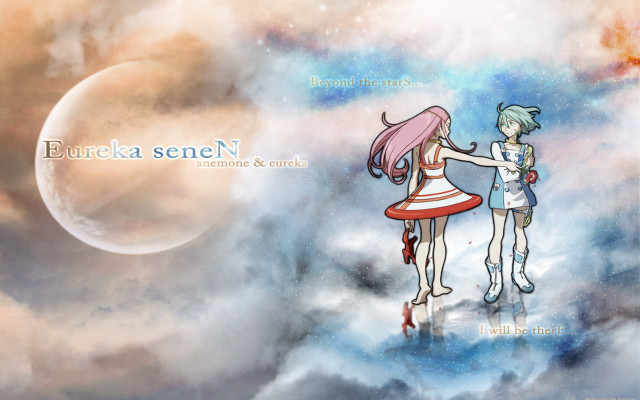 Anime girls cloud moon night free wallpaper for desktop - medium preview image