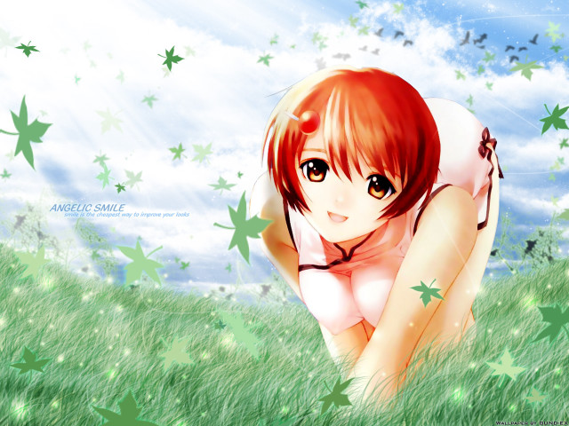 Girl starry field red hair free wallpaper for desktop - medium preview image