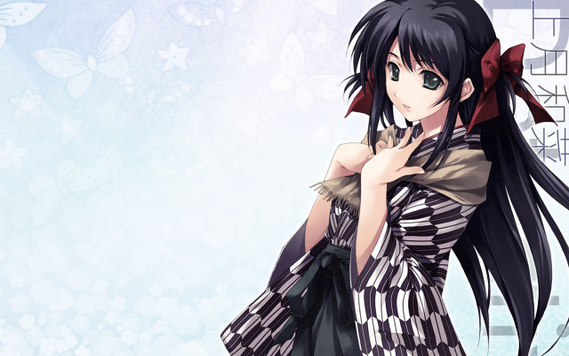 Aguri uchida black hair bow free wallpaper for desktop - medium preview image