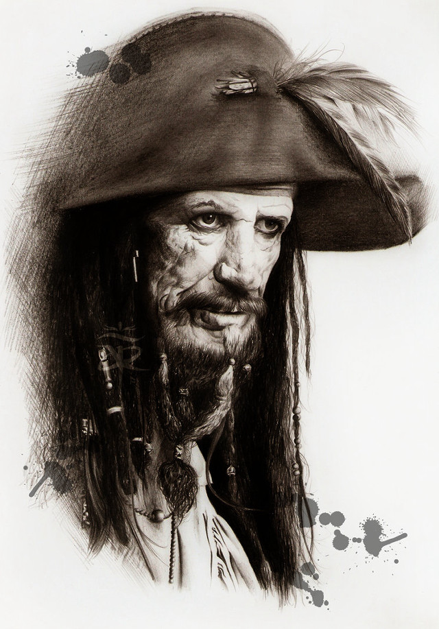 Pirate man feathered hat portrait free wallpaper for mobile - medium preview image
