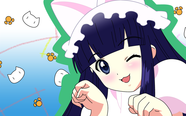 Cartoon girl black hair white free wallpaper for desktop - medium preview image