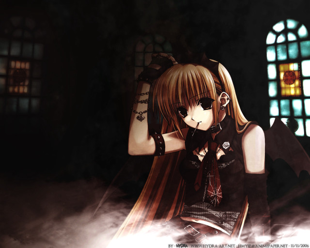 Anime girl long hair black #4 free wallpaper for desktop - medium preview image