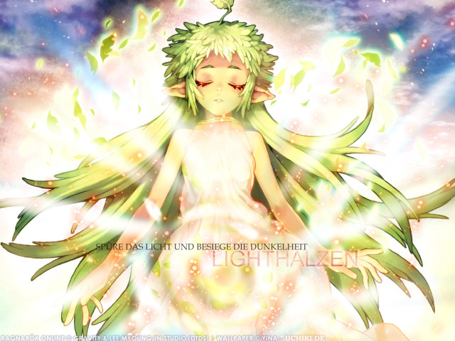 Green hair girl white dress free wallpaper for desktop - medium preview image