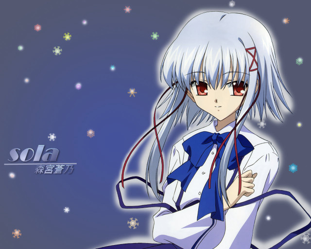 Anime girl white hair red #6 free wallpaper for desktop - medium preview image