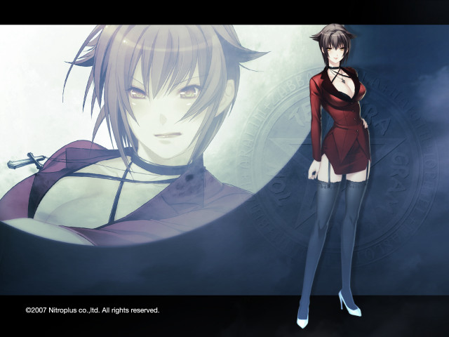 Woman red dress clock demon free wallpaper for desktop - medium preview image