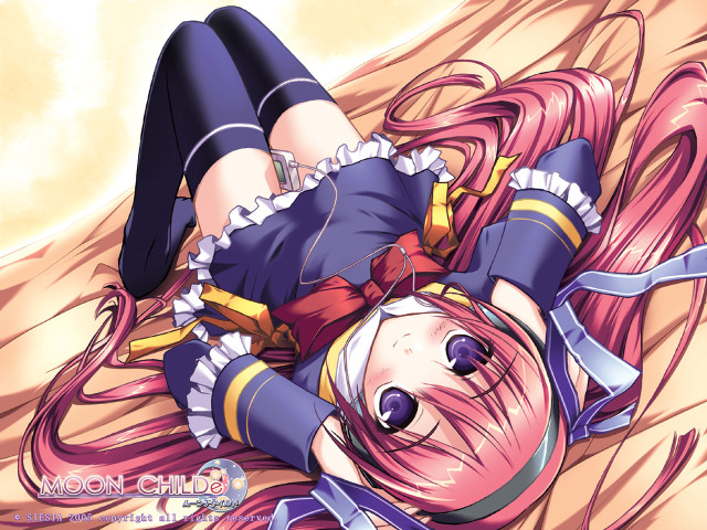 Anime girl blowing hair lying free wallpaper for desktop - medium preview image