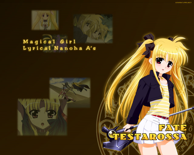 Blonde girl sword anime mosaic free wallpaper for desktop - medium preview image