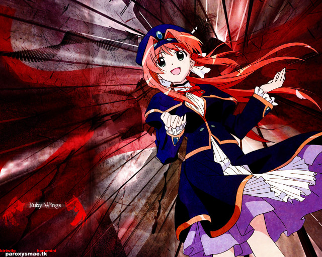 Anime redhair purpleoutfit tunnel outstretched free wallpaper for desktop - medium preview image