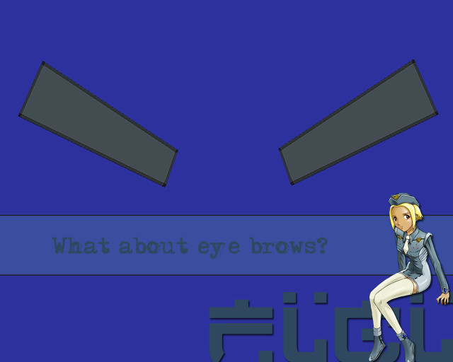 Cartoon girl blue background eyebrows free wallpaper for desktop - medium preview image