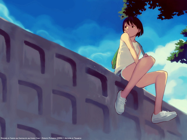 Girl ledge crossed sitting tree free wallpaper for desktop - medium preview image