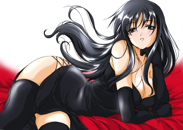 Ayako rokkaku black lingerie red free wallpaper for desktop - medium preview image
