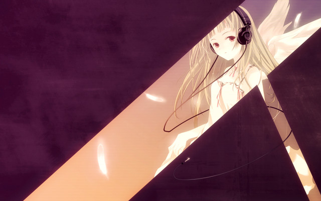 Girl headphones mirror angel dress free wallpaper for desktop - medium preview image